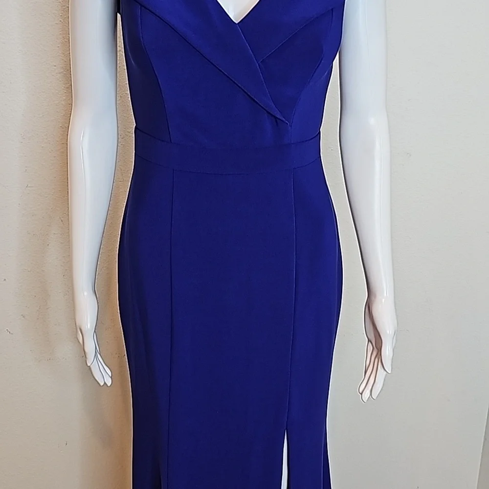 Xscape Cocktail Purple Blue Off-The-Shoulder V-Neck, Gown Siz 6